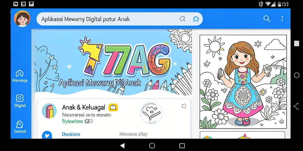 Tampilan antarmuka pengguna 77AG yang ramah anak.