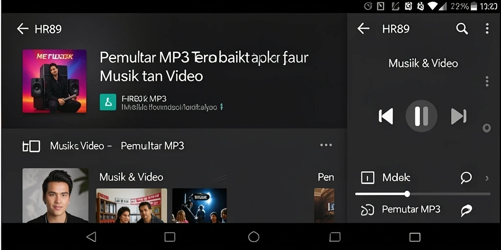 Antarmuka HR89 dengan semua fitur Pemutar MP3.