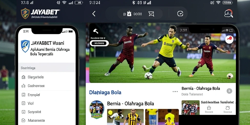 Antarmuka aplikasi JAYABET yang menampilkan berita olahraga bola.
