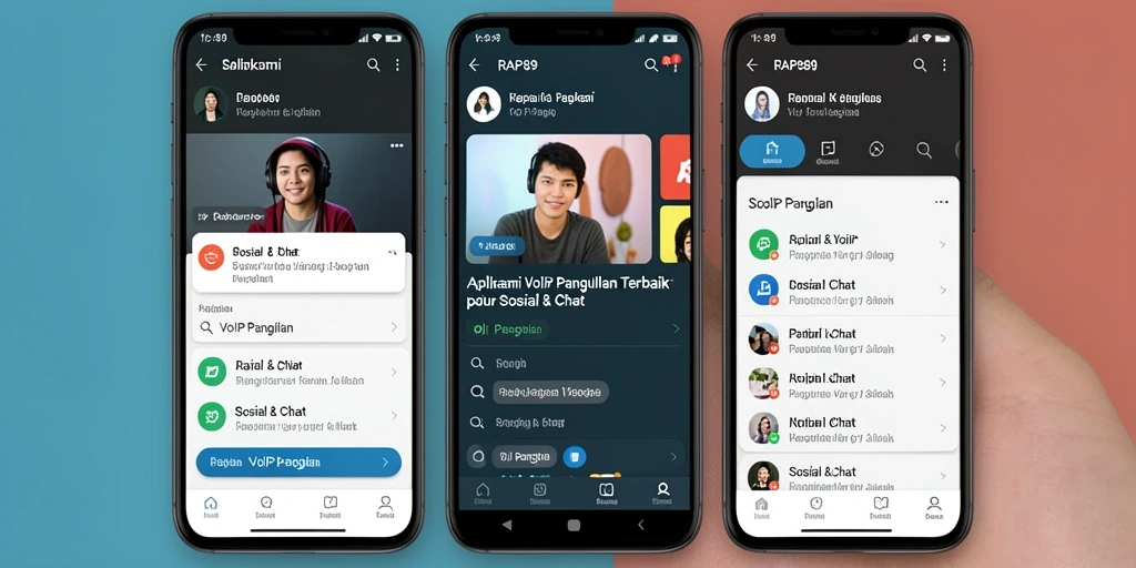 Antarmuka aplikasi VoIP Panggilan RAP89 yang user-friendly dan menarik.